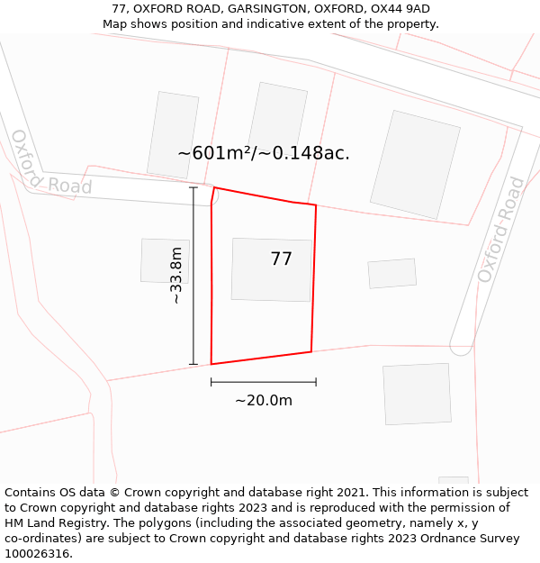 77, OXFORD ROAD, GARSINGTON, OXFORD, OX44 9AD: Plot and title map