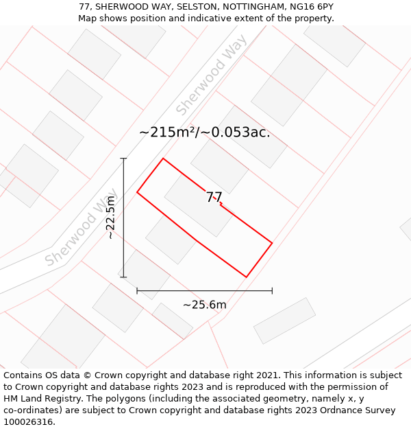 77, SHERWOOD WAY, SELSTON, NOTTINGHAM, NG16 6PY: Plot and title map