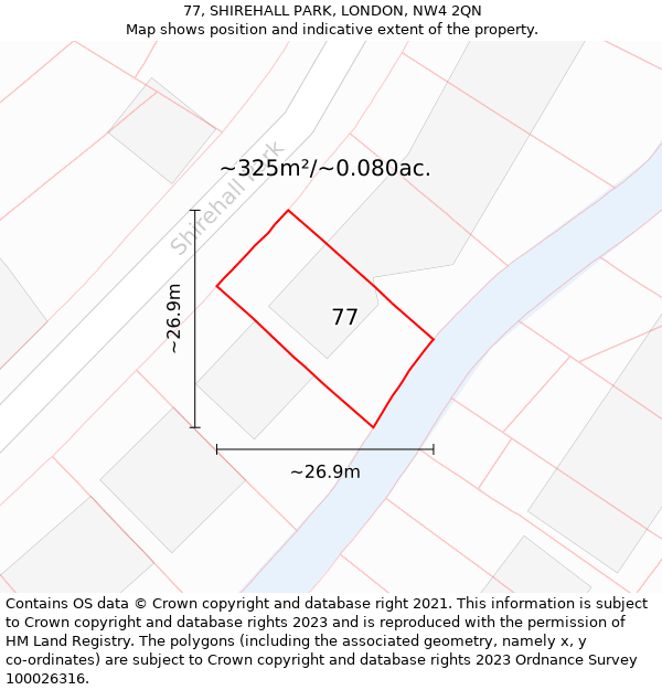 77, SHIREHALL PARK, LONDON, NW4 2QN: Plot and title map