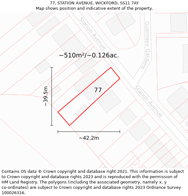 77, STATION AVENUE, WICKFORD, SS11 7AY: Plot and title map