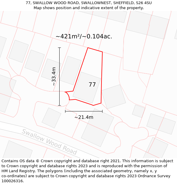 77, SWALLOW WOOD ROAD, SWALLOWNEST, SHEFFIELD, S26 4SU: Plot and title map