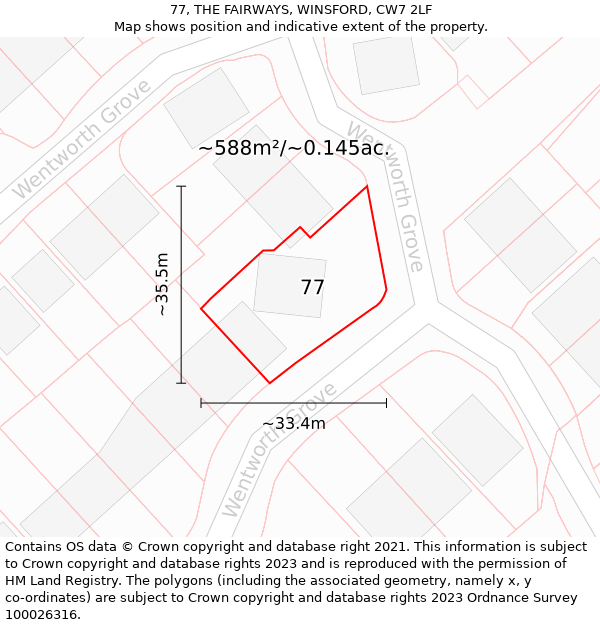 77, THE FAIRWAYS, WINSFORD, CW7 2LF: Plot and title map