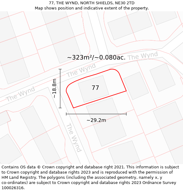 77, THE WYND, NORTH SHIELDS, NE30 2TD: Plot and title map