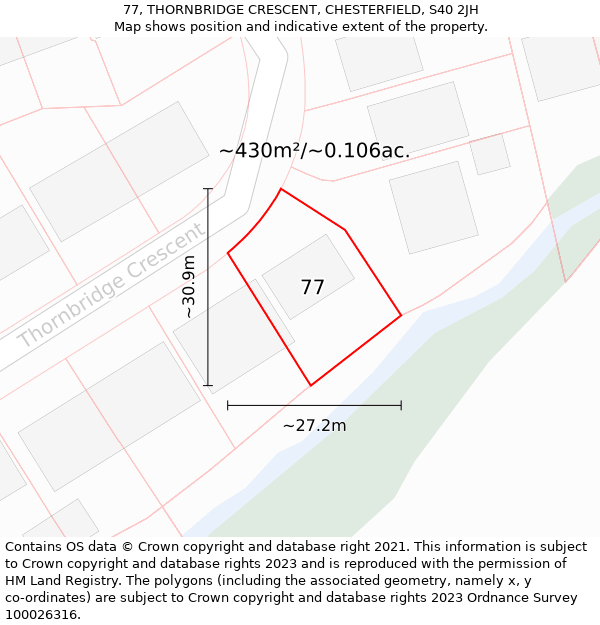 77, THORNBRIDGE CRESCENT, CHESTERFIELD, S40 2JH: Plot and title map