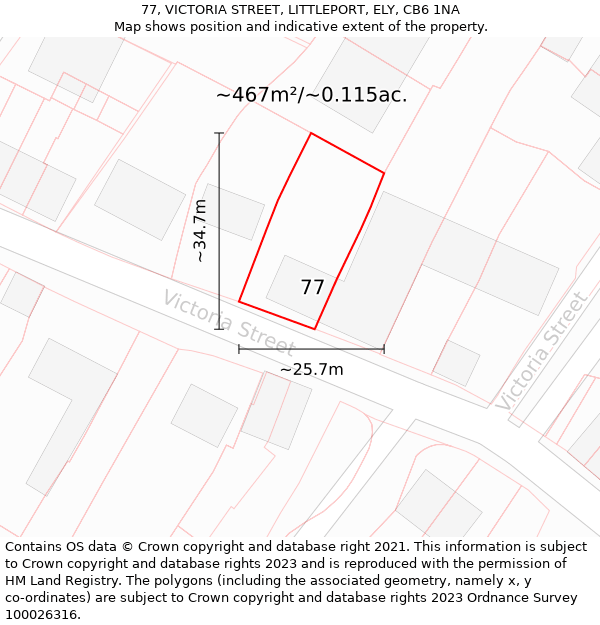 77, VICTORIA STREET, LITTLEPORT, ELY, CB6 1NA: Plot and title map