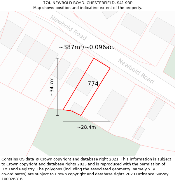 774, NEWBOLD ROAD, CHESTERFIELD, S41 9RP: Plot and title map