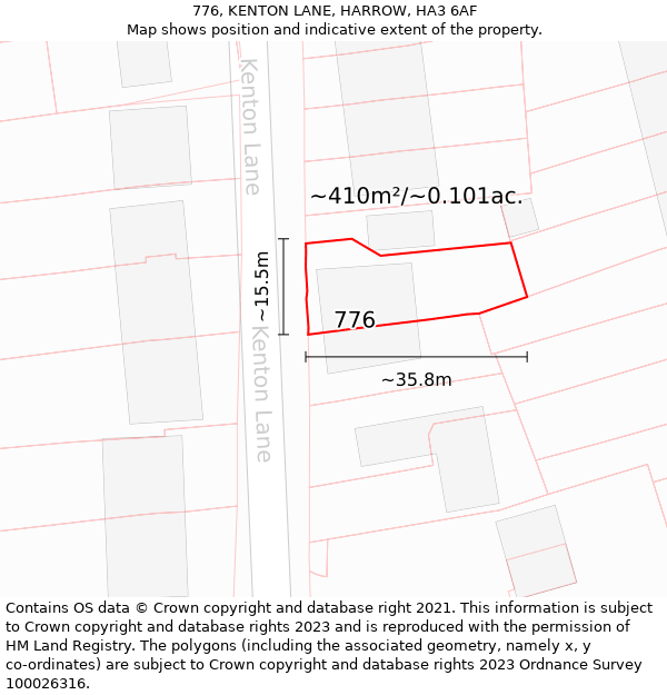 776, KENTON LANE, HARROW, HA3 6AF: Plot and title map