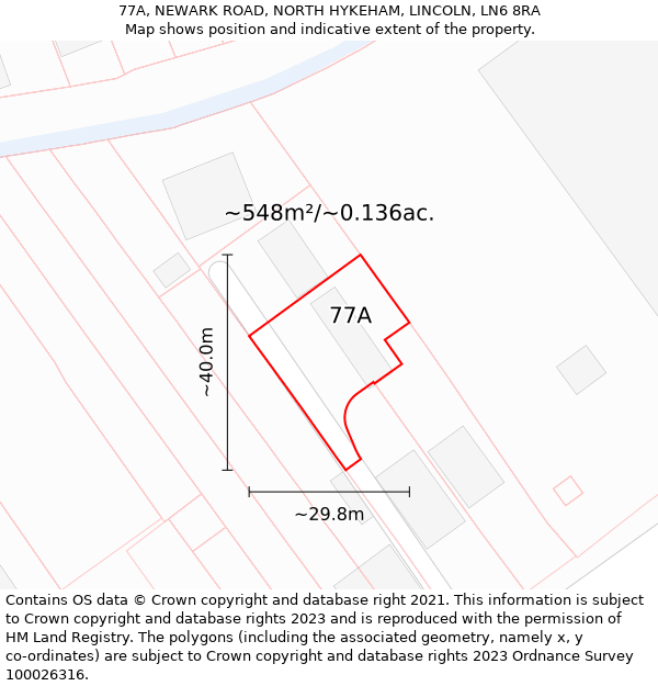 77A, NEWARK ROAD, NORTH HYKEHAM, LINCOLN, LN6 8RA: Plot and title map