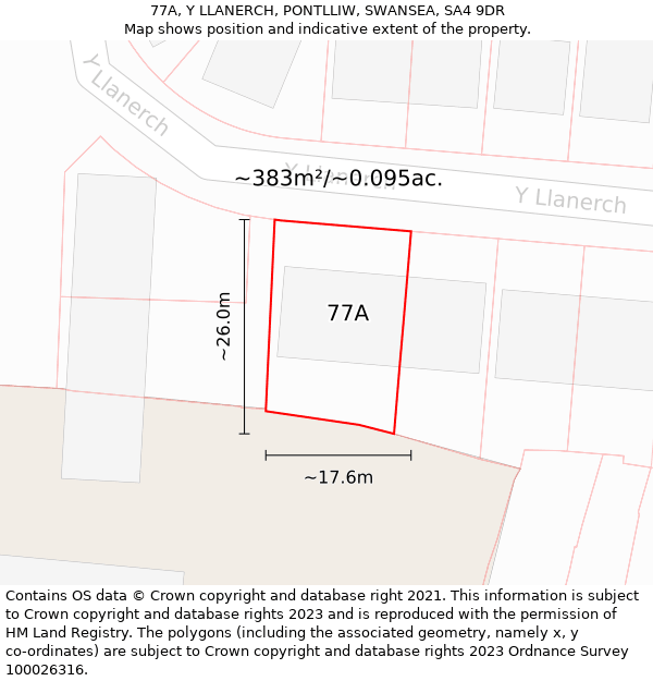 77A, Y LLANERCH, PONTLLIW, SWANSEA, SA4 9DR: Plot and title map