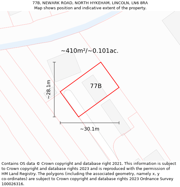 77B, NEWARK ROAD, NORTH HYKEHAM, LINCOLN, LN6 8RA: Plot and title map