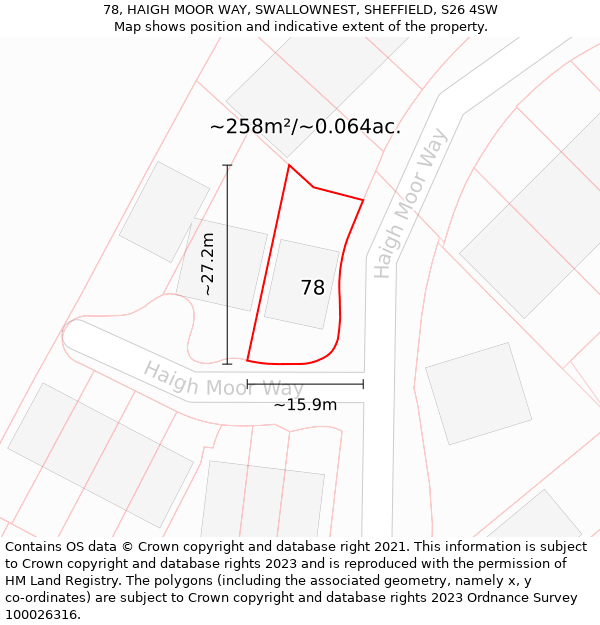 78, HAIGH MOOR WAY, SWALLOWNEST, SHEFFIELD, S26 4SW: Plot and title map