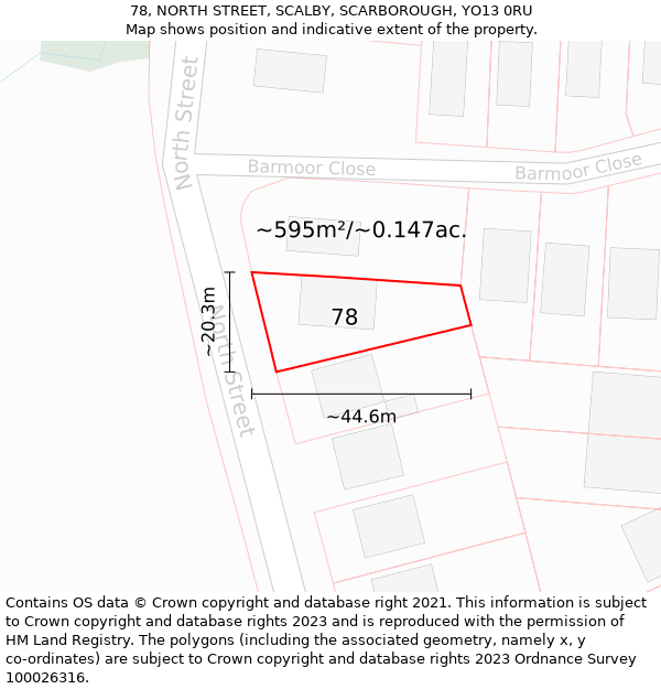 78, NORTH STREET, SCALBY, SCARBOROUGH, YO13 0RU: Plot and title map