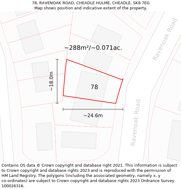 78, RAVENOAK ROAD, CHEADLE HULME, CHEADLE, SK8 7EG: Plot and title map