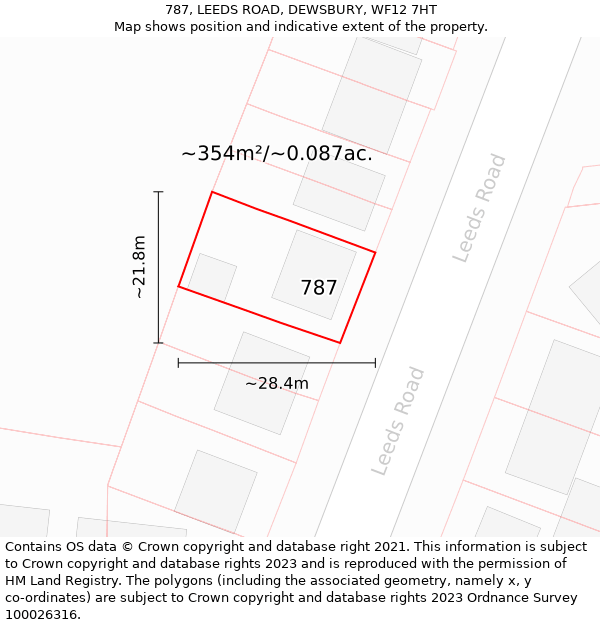 787, LEEDS ROAD, DEWSBURY, WF12 7HT: Plot and title map