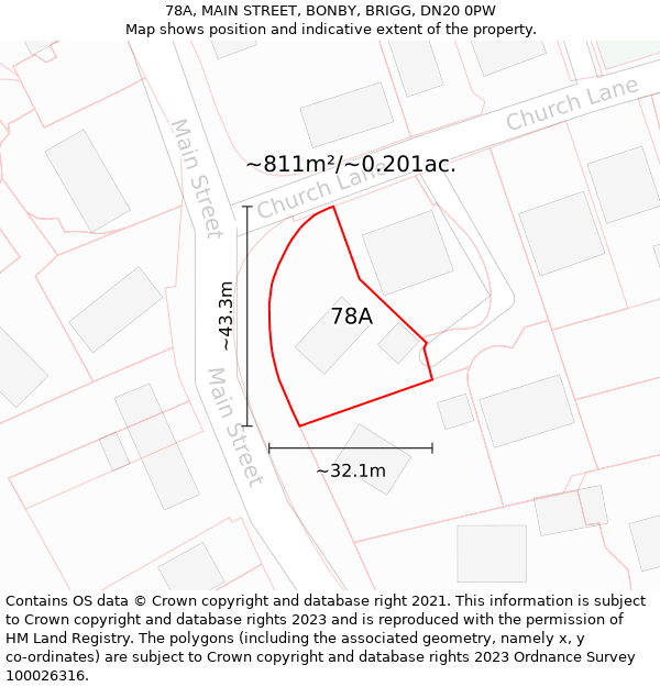 78A, MAIN STREET, BONBY, BRIGG, DN20 0PW: Plot and title map