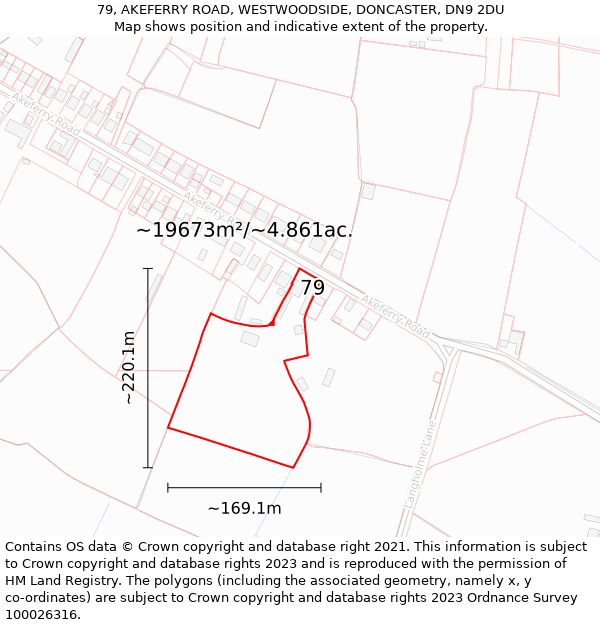 79, AKEFERRY ROAD, WESTWOODSIDE, DONCASTER, DN9 2DU: Plot and title map