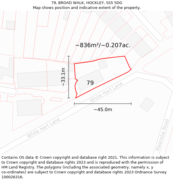 79, BROAD WALK, HOCKLEY, SS5 5DG: Plot and title map