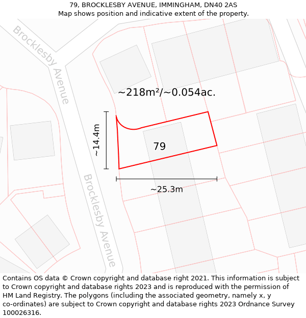 79, BROCKLESBY AVENUE, IMMINGHAM, DN40 2AS: Plot and title map