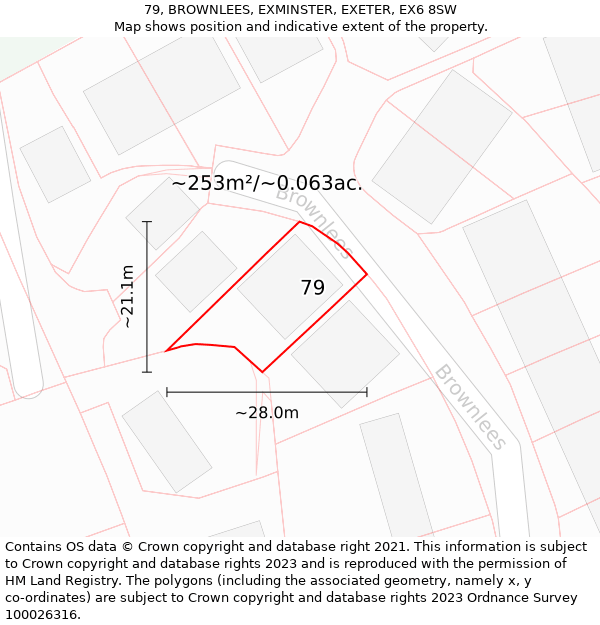 79, BROWNLEES, EXMINSTER, EXETER, EX6 8SW: Plot and title map