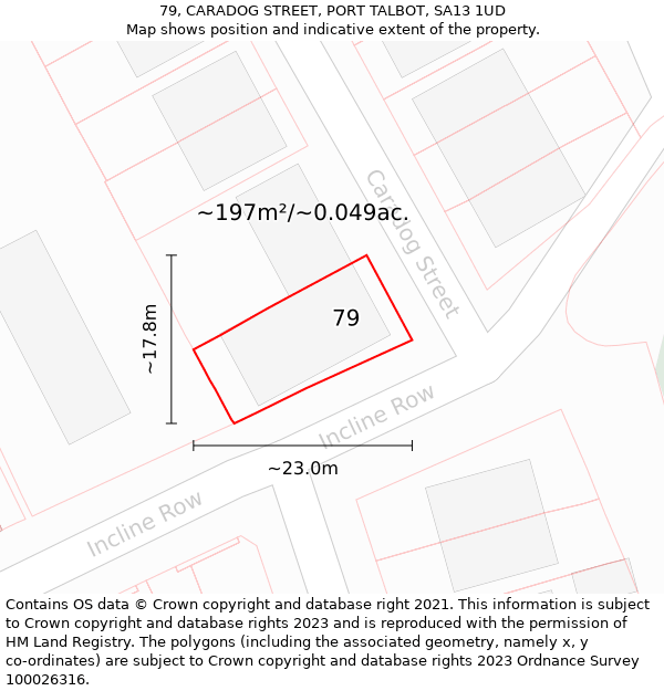 79, CARADOG STREET, PORT TALBOT, SA13 1UD: Plot and title map