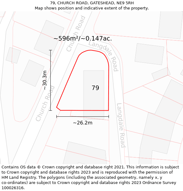 79, CHURCH ROAD, GATESHEAD, NE9 5RH: Plot and title map