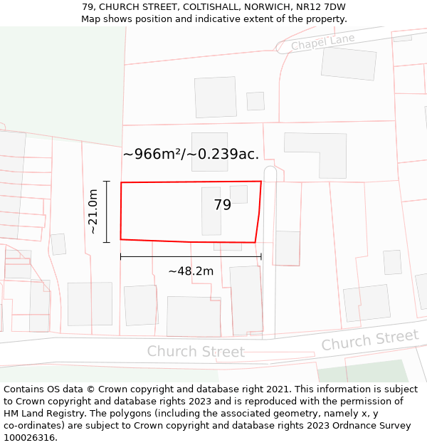 79, CHURCH STREET, COLTISHALL, NORWICH, NR12 7DW: Plot and title map