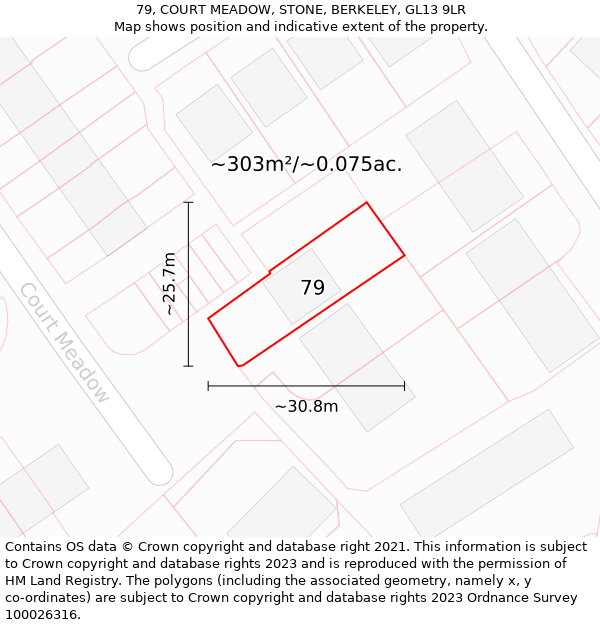 79, COURT MEADOW, STONE, BERKELEY, GL13 9LR: Plot and title map