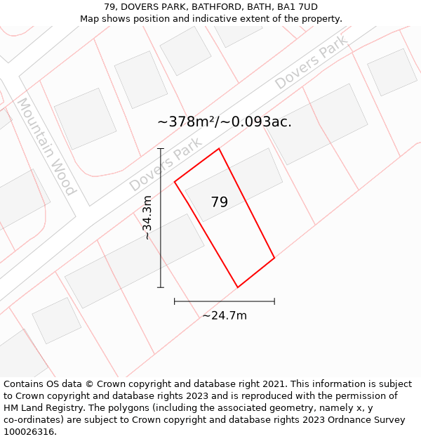 79, DOVERS PARK, BATHFORD, BATH, BA1 7UD: Plot and title map