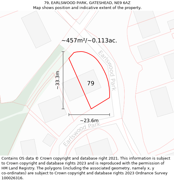 79, EARLSWOOD PARK, GATESHEAD, NE9 6AZ: Plot and title map