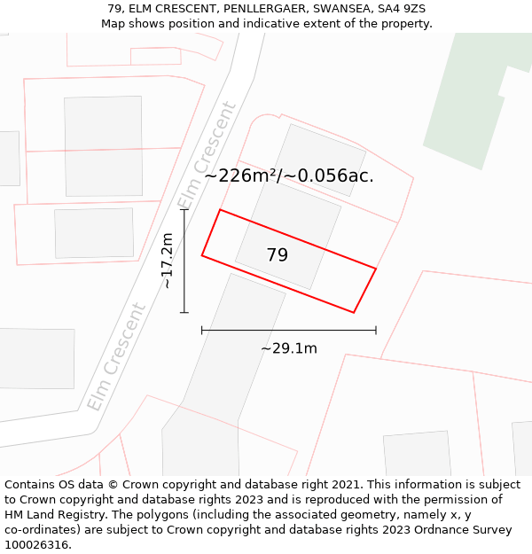 79, ELM CRESCENT, PENLLERGAER, SWANSEA, SA4 9ZS: Plot and title map
