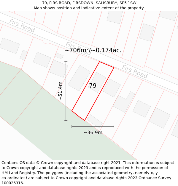 79, FIRS ROAD, FIRSDOWN, SALISBURY, SP5 1SW: Plot and title map