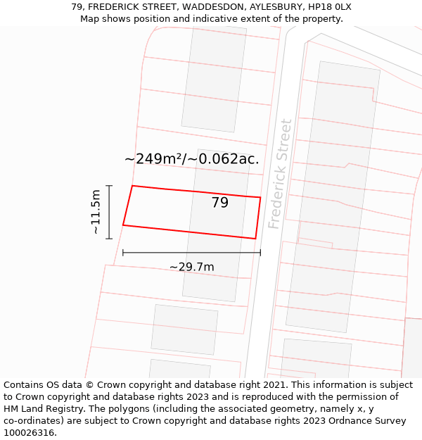 79, FREDERICK STREET, WADDESDON, AYLESBURY, HP18 0LX: Plot and title map