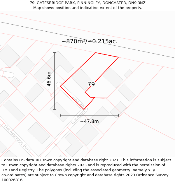 79, GATESBRIDGE PARK, FINNINGLEY, DONCASTER, DN9 3NZ: Plot and title map