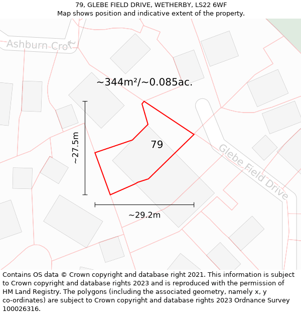 79, GLEBE FIELD DRIVE, WETHERBY, LS22 6WF: Plot and title map