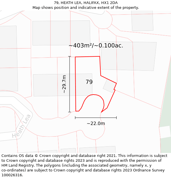 79, HEATH LEA, HALIFAX, HX1 2DA: Plot and title map