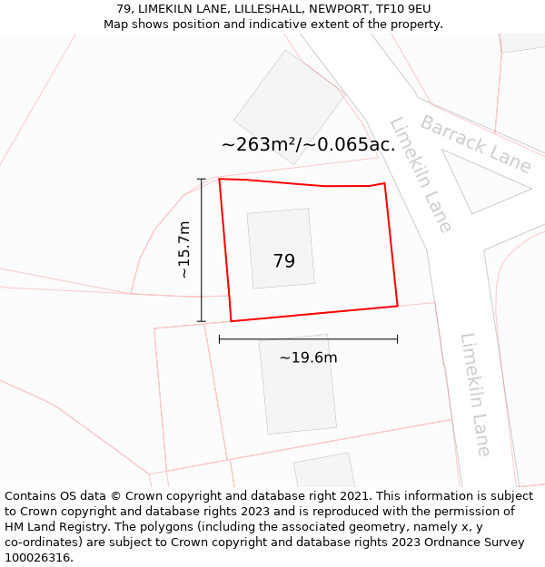 79, LIMEKILN LANE, LILLESHALL, NEWPORT, TF10 9EU: Plot and title map