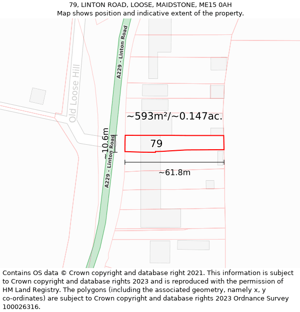 79, LINTON ROAD, LOOSE, MAIDSTONE, ME15 0AH: Plot and title map