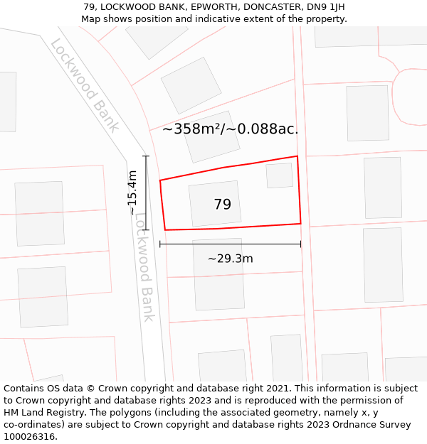 79, LOCKWOOD BANK, EPWORTH, DONCASTER, DN9 1JH: Plot and title map