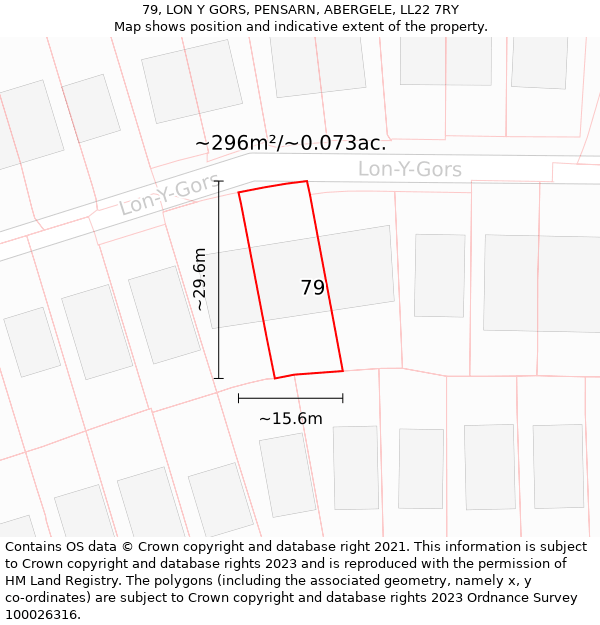 79, LON Y GORS, PENSARN, ABERGELE, LL22 7RY: Plot and title map