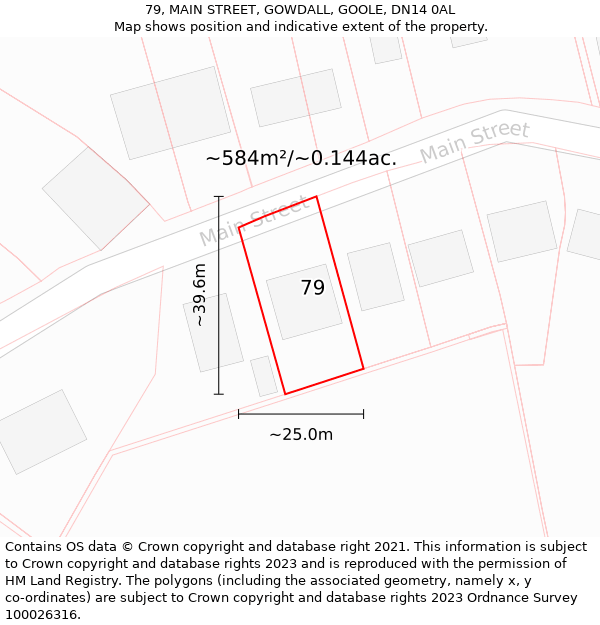 79, MAIN STREET, GOWDALL, GOOLE, DN14 0AL: Plot and title map