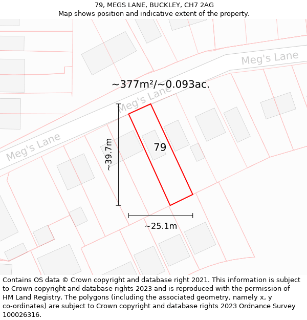 79, MEGS LANE, BUCKLEY, CH7 2AG: Plot and title map