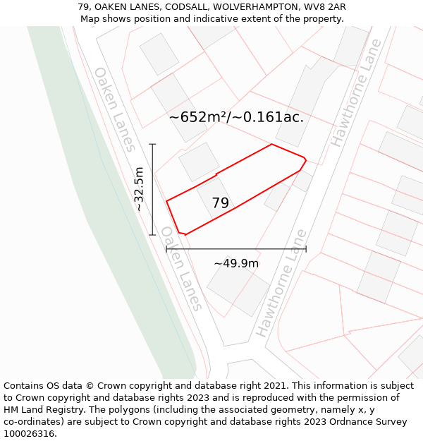 79, OAKEN LANES, CODSALL, WOLVERHAMPTON, WV8 2AR: Plot and title map