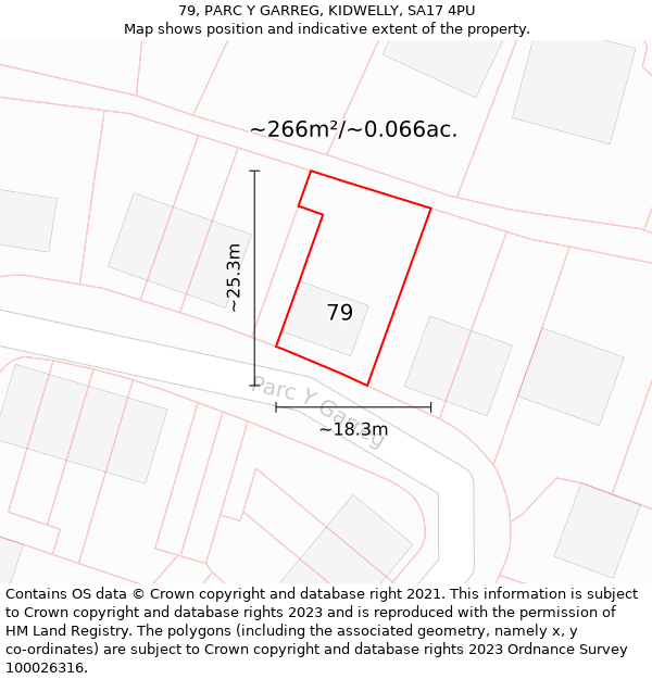 79, PARC Y GARREG, KIDWELLY, SA17 4PU: Plot and title map