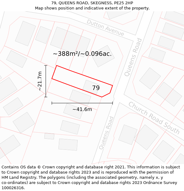 79, QUEENS ROAD, SKEGNESS, PE25 2HP: Plot and title map