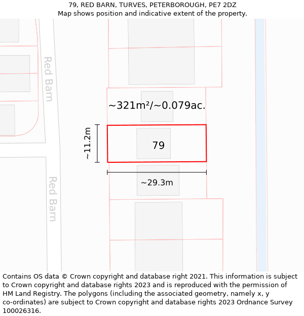 79, RED BARN, TURVES, PETERBOROUGH, PE7 2DZ: Plot and title map