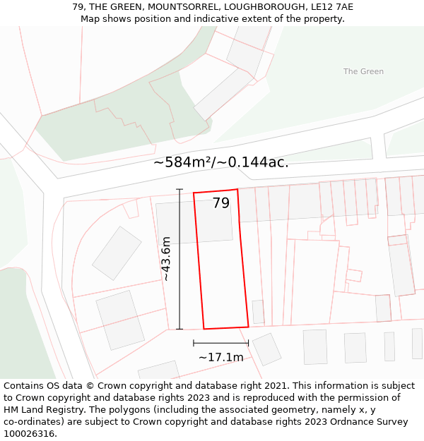 79, THE GREEN, MOUNTSORREL, LOUGHBOROUGH, LE12 7AE: Plot and title map