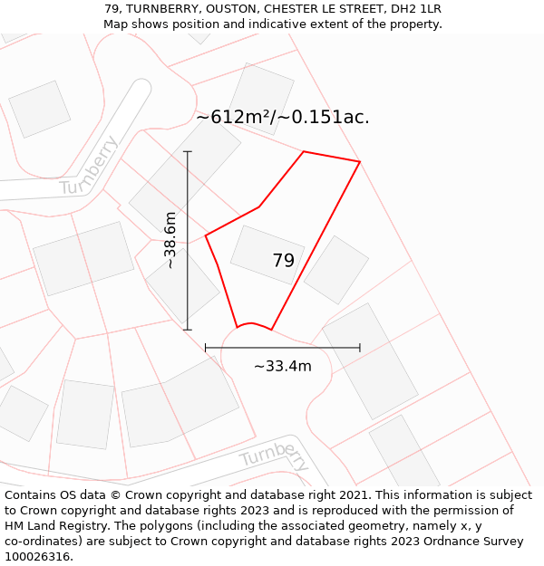 79, TURNBERRY, OUSTON, CHESTER LE STREET, DH2 1LR: Plot and title map