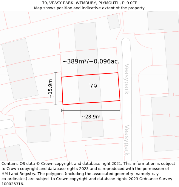 79, VEASY PARK, WEMBURY, PLYMOUTH, PL9 0EP: Plot and title map