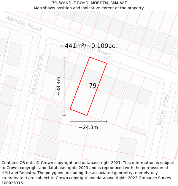 79, WANDLE ROAD, MORDEN, SM4 6AF: Plot and title map