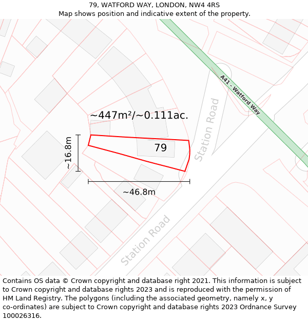 79, WATFORD WAY, LONDON, NW4 4RS: Plot and title map
